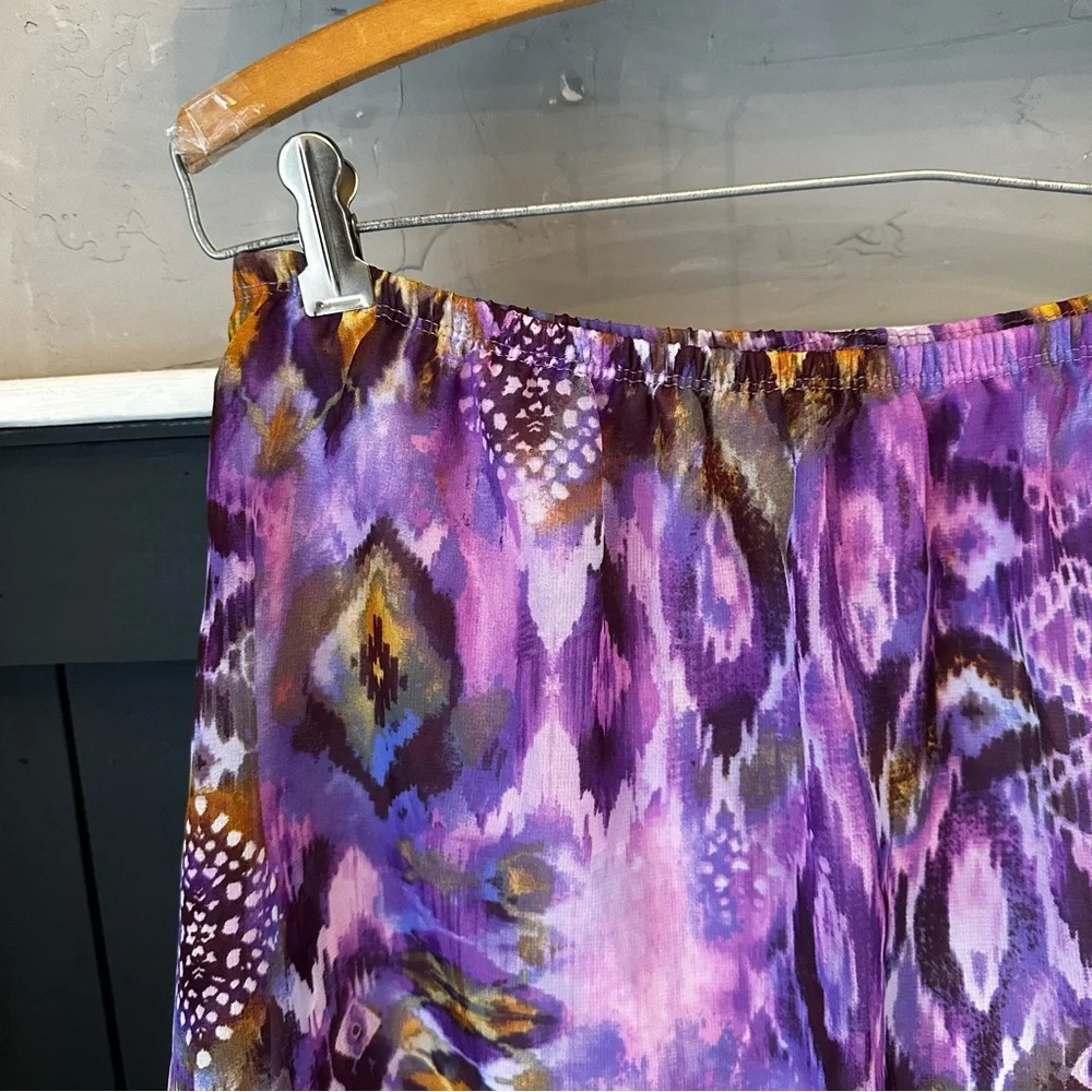 Y2K Knitworks Purple Graphic Patterned High-Low Lined‎ Skirt size XL